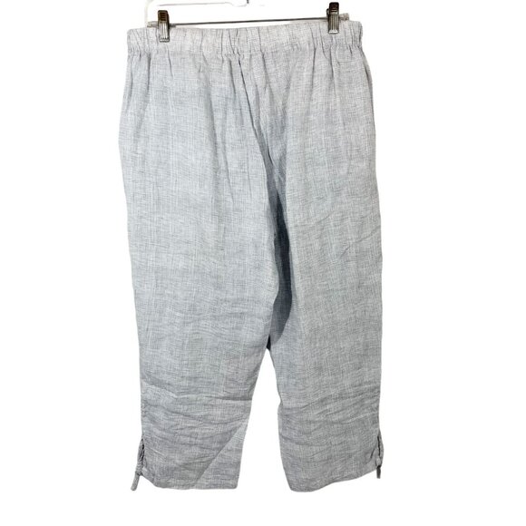 Habitat Linen Pull On Pants White Black Grid Print Drawstring Hem - Size Medium - Picture 2 of 8